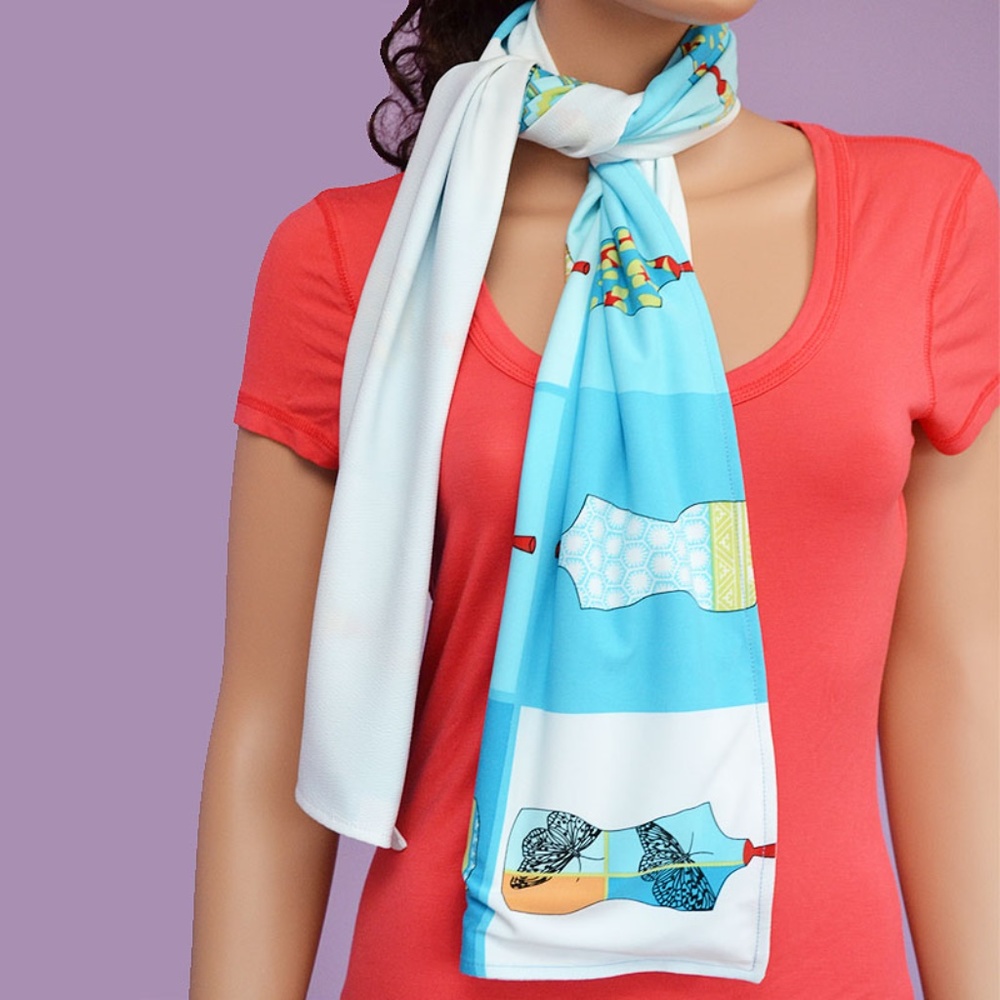 NWT Scarf Wrap Shawl Multi Color Stretch Polyester